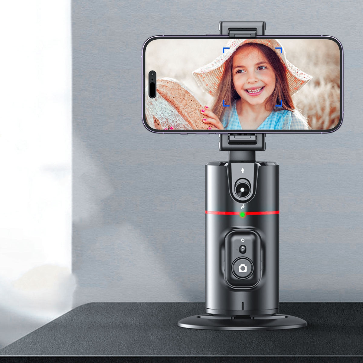 Capture flawless photos and videos with our AI-driven face tracking smartphone camera base. Effortlessly attaches to your device for precise subject framing and focus. Elevate your photography and video calls with ease. Upgrade your smartphone camera capabilities with this smart AI accessory.